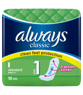 Always Classic Standard Podpaski, 10 sztuk