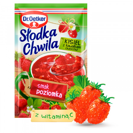 Dr. Oetker Słodka Chwila Kisiel z kawałkami owoców smak poziomka 31,5 g