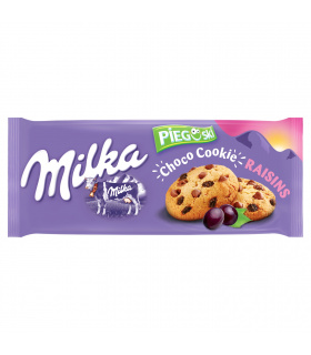 Milka Pieguski Choco Cookie Raisins Ciasteczka z kawałkami czekolady mlecznej i rodzynkami 135 g