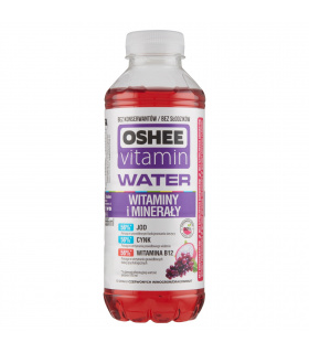 Oshee Vitamin Water Napój niegazowany o smaku czerwonych winogron dragonfruit 555 ml