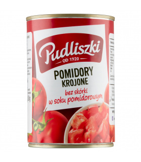 Pudliszki Pomidory krojone bez skórki w soku pomidorowym 400 g