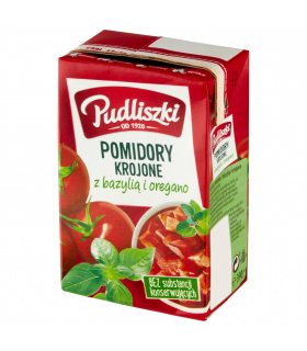 Pudliszki Pomidory krojone z bazylią i oregano 390 g