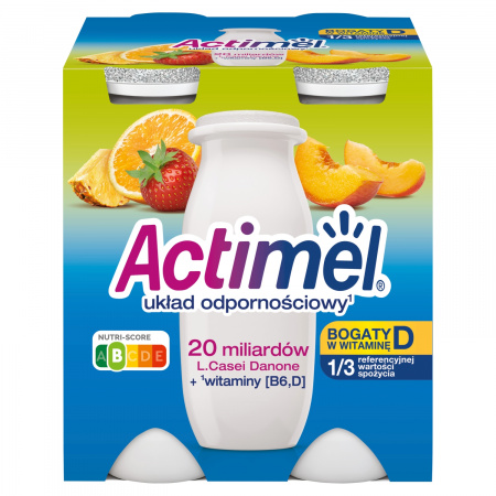 Actimel Mleko fermentowane o smaku wieloowocowym 400 g (4 x 100 g)