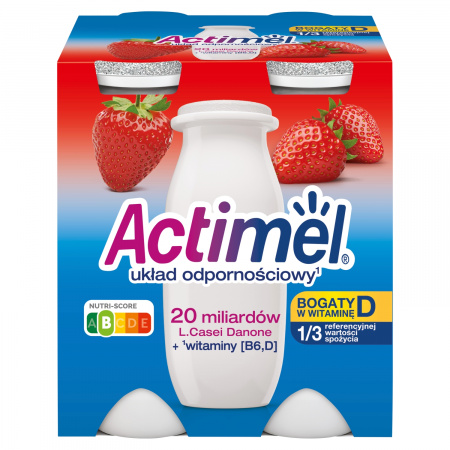 Actimel Mleko fermentowane o smaku truskawkowym 400 g (4 x 100 g)