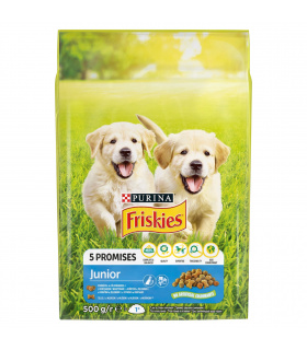 Friskies 5 Promises Junior Karma dla szczeniąt z kurczakiem i warzywami z mlekiem 500 g