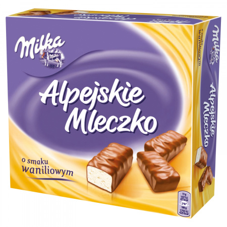 Milka Alpejskie Mleczko Pianka o smaku waniliowym 330 g (30 sztuk)