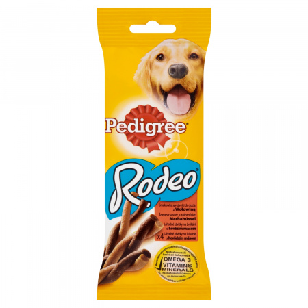 Pedigree Rodeo Smakowite sprężynki do żucia z wołowiną Karma uzupełniająca 70 g (4 sztuki)