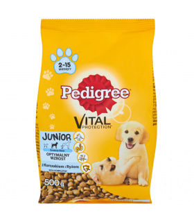 Pedigree Vital Protection Junior z kurczakiem i ryżem Średnie rasy Karma pełnoporcjowa 500 g