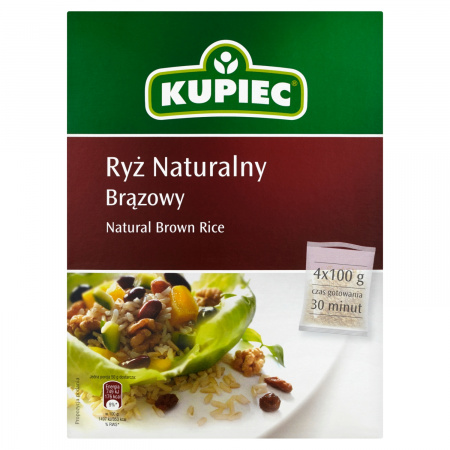 Kupiec Ryż naturalny brązowy 400 g (4 torebki)