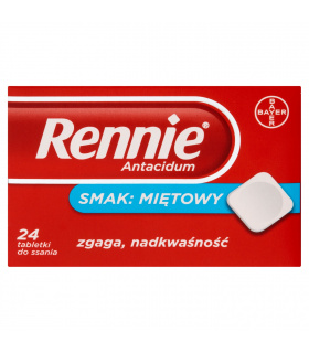 Rennie Antacidum Tabletki do ssania smak miętowy 24 tabletki