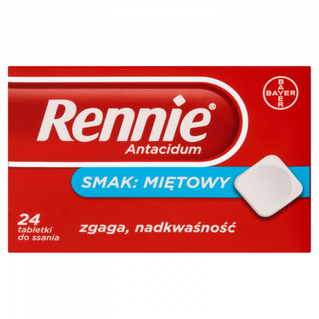 Rennie Antacidum Tabletki do ssania smak miętowy 24 tabletki