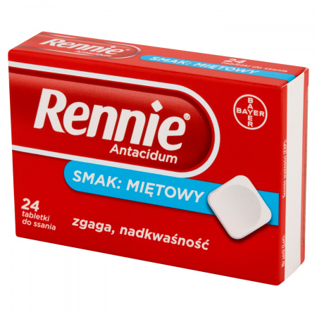 Rennie Antacidum Tabletki do ssania smak miętowy 24 tabletki