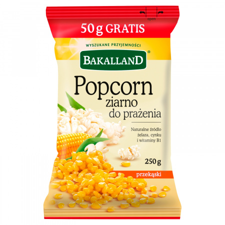 Bakalland Popcorn ziarno do prażenia 250 g