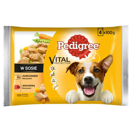 Pedigree Vital Protection Karma pełnoporcjowa w sosie 400 g (4 x 100 g)