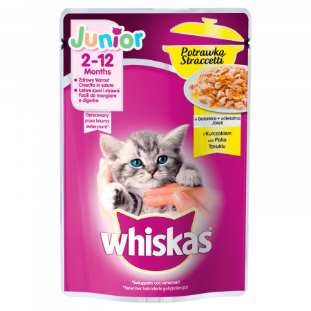 Whiskas Junior Karma pełnoporcjowa potrawka w galaretce z kurczakiem 85 g