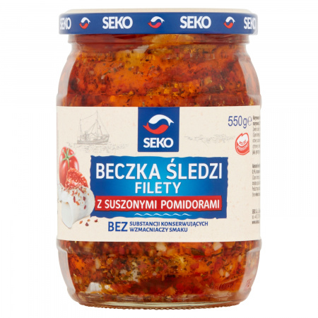 Seko Beczka śledzi Filety z suszonymi pomidorami 550 g