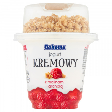 Bakoma Jogurt kremowy z malinami i granolą 230 g