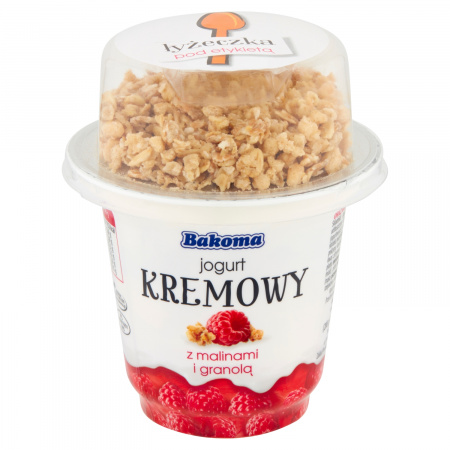 Bakoma Jogurt kremowy z malinami i granolą 230 g