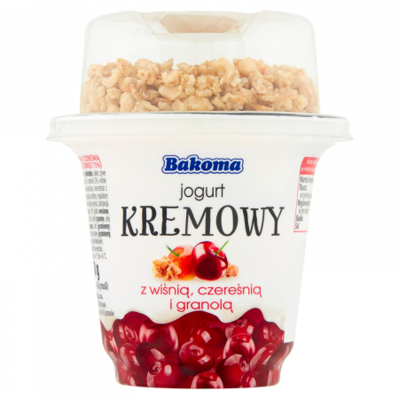 Bakoma Jogurt kremowy z wiśnią czereśnią i granolą 230 g