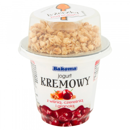 Bakoma Jogurt kremowy z wiśnią czereśnią i granolą 230 g