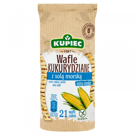 Kupiec Wafle kukurydziane z solą morską 105 g (21 sztuk)