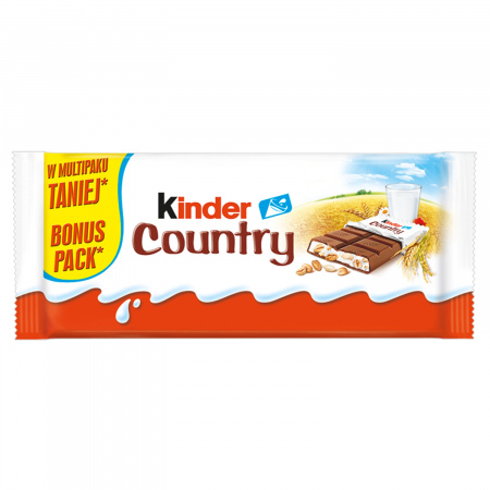 Kinder Country Czekolada mleczna z nadzieniem mlecznym i zbożami 94 g (4 x 23,5 g)