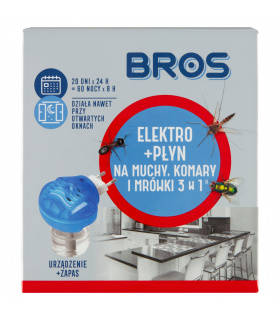 Bros Elektro + płyn na muchy komary i mrówki 3 w 1 30 ml