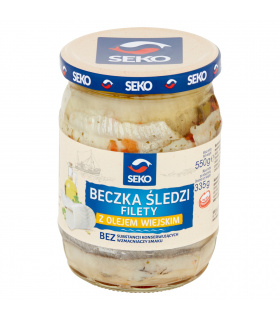 Seko Beczka śledzi Filety z olejem wiejskim 550 g