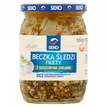 Seko Beczka śledzi Filety z suszonymi ziołami 550 g