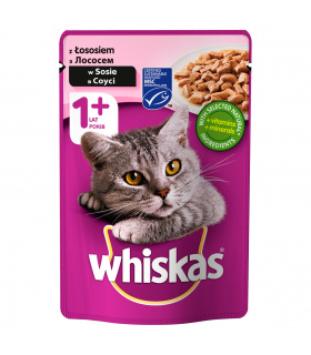 Whiskas 1+ lat Karma pełnoporcjowa z łososiem w sosie 100 g