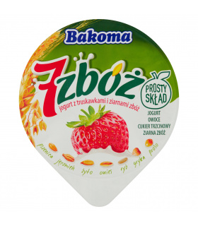 Bakoma 7 zbóż Jogurt z truskawkami i ziarnami zbóż 140 g