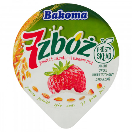 Bakoma 7 zbóż Jogurt z truskawkami i ziarnami zbóż 140 g