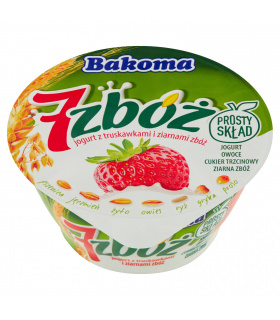 Bakoma 7 zbóż Jogurt z truskawkami i ziarnami zbóż 140 g