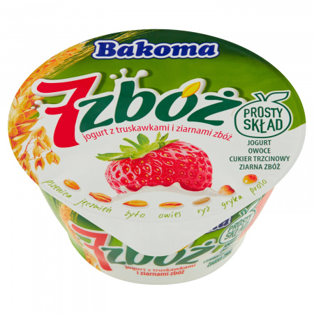 Bakoma 7 zbóż Jogurt z truskawkami i ziarnami zbóż 140 g