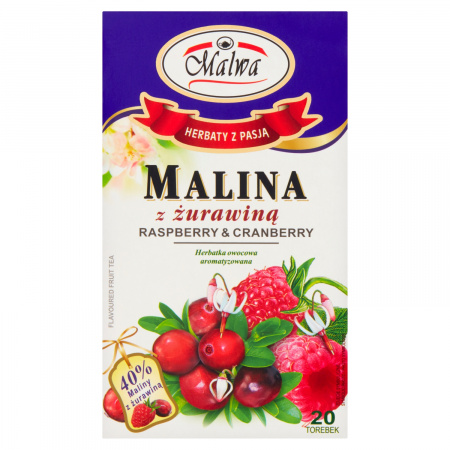 Malwa Herbatka owocowa malina z żurawiną 40 g (20 x 2 g)