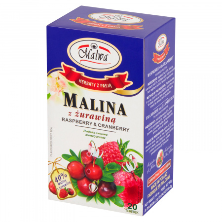 Malwa Herbatka owocowa malina z żurawiną 40 g (20 x 2 g)