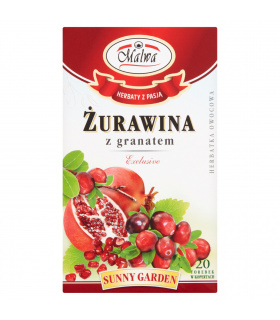 Malwa Sunny Garden Exclusive Herbatka owocowa żurawina z granatem 40 g (20 x 2 g)