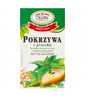 Malwa Herbatka ziołowo-owocowa z dodatkiem herbaty zielonej pokrzywa z gruszką 40 g (20 x 2 g)