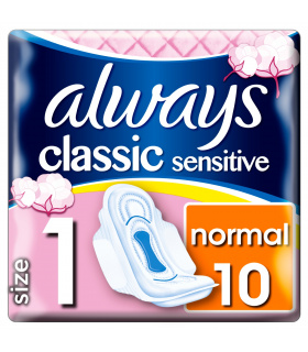 Always Classic Sensitive Normal Podpaski ze skrzydełkami, 10 sztuk 