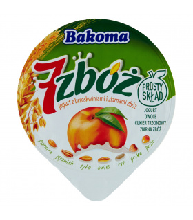 Bakoma 7 zbóż Jogurt z brzoskwiniami i ziarnami zbóż 140 g