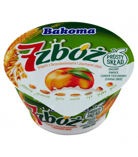 Bakoma 7 zbóż Jogurt z brzoskwiniami i ziarnami zbóż 140 g