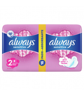 Always Ultra Sensitive Super Plus (rozmiar 2) Podpaski ze skrzydełkami, 16