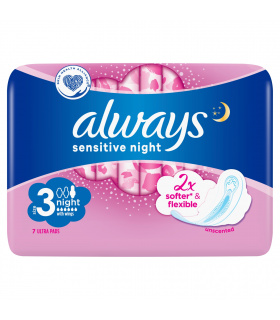 Always Ultra Sensitive Night Podpaski ze skrzydełkami (rozmiar 3)