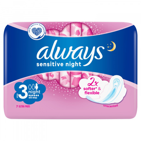 Always Ultra Sensitive Night Podpaski ze skrzydełkami (rozmiar 3)