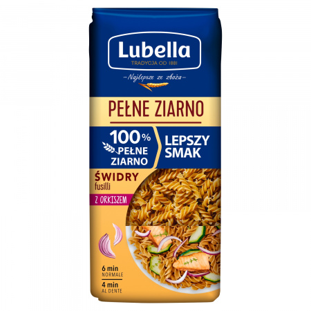 Lubella Pełne Ziarno Makaron świdry z orkiszem 400 g