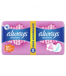 Always Ultra Sensitive Normal Plus (rozmiar 1) Podpaski ze skrzydełkami, 20 