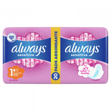 Always Ultra Sensitive Normal Plus (rozmiar 1) Podpaski ze skrzydełkami, 20 