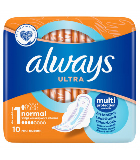 Always Ultra Normal (R1) Ze Skrzydełkami Podpaski 10 Sztuk