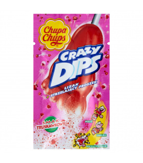 Chupa Chups Crazy Dips Lizak ze strzelającym proszkiem smak truskawkowy 14 g