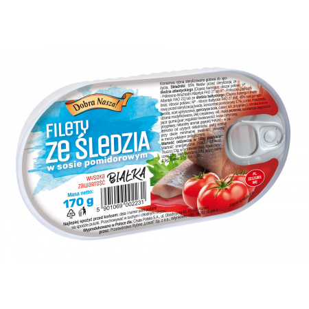 Dobra Nasza! Filety ze śledzia w sosie pomidorowym 170 g